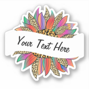 Custom rainbow and animal print sunflower
