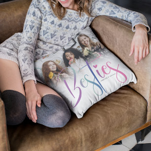 Custom Rainbow Besties, Photo & Text  Cushion