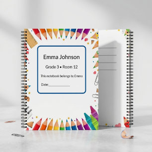 Custom Rainbow Coloured Pencil Teacher Notebook