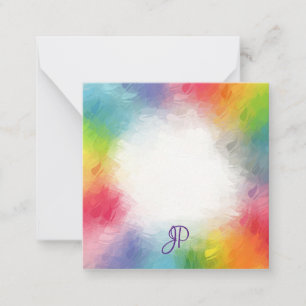 Custom Rainbow Colours Calligraphed Monogrammed Card