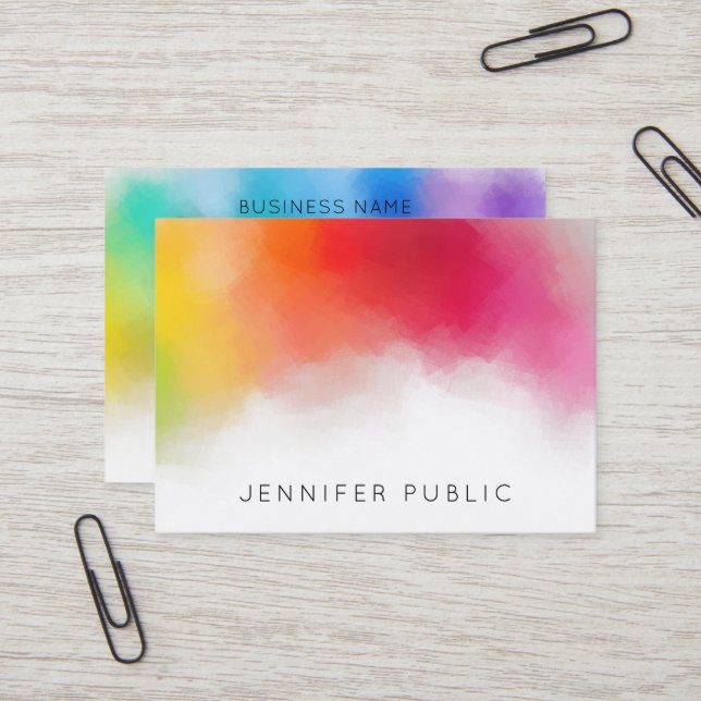 Custom Rainbow Colours Modern Colourful Abstract A Business Card (Front/Back In Situ)