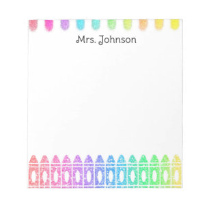 Custom Rainbow Crayon Kindergarten Teacher Notepad
