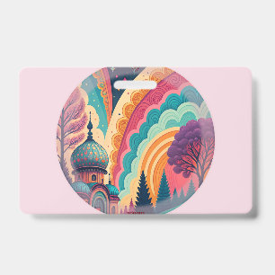 Custom Rainbow Dome Badge Pink ID Badge