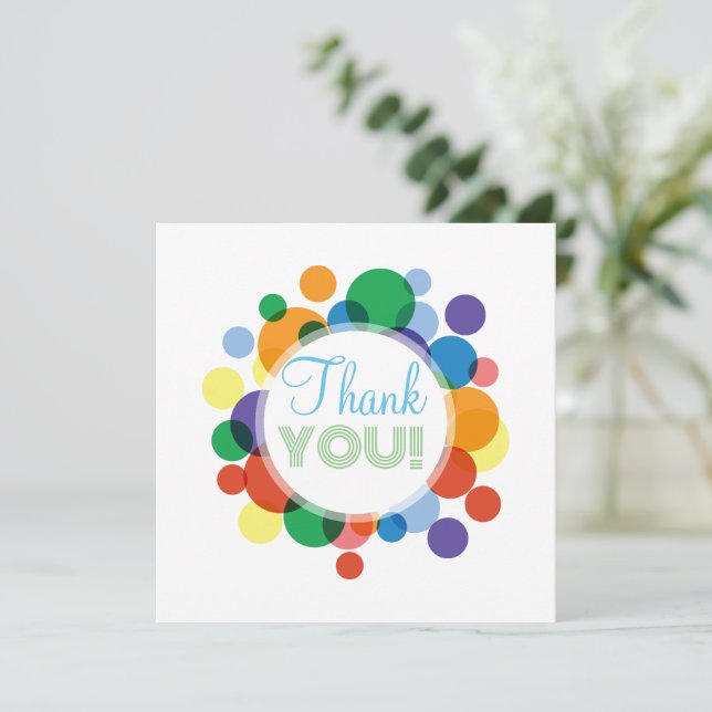Custom Rainbow Dots Pattern Thank You Card (Standing Front)