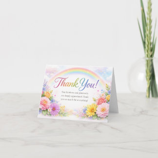 Custom Rainbow Floral Thank You Card | Elegant