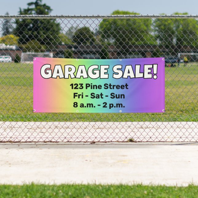 Custom Rainbow GARAGE SALE! Banner (Insitu)