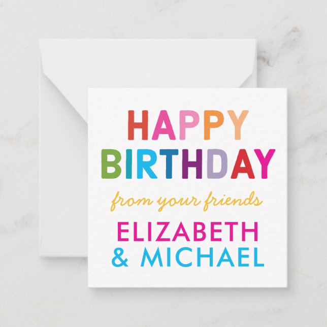 Custom Rainbow HAPPY BIRTHDAY Gift Enclosure Card (Front)