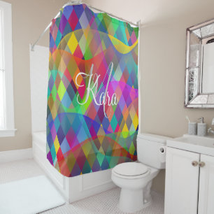 Custom Rainbow Harlequin with colourful smoke  Shower Curtain