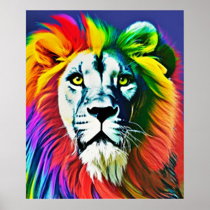Custom Rainbow Lion Poster, Personalised Rage Gift Poster