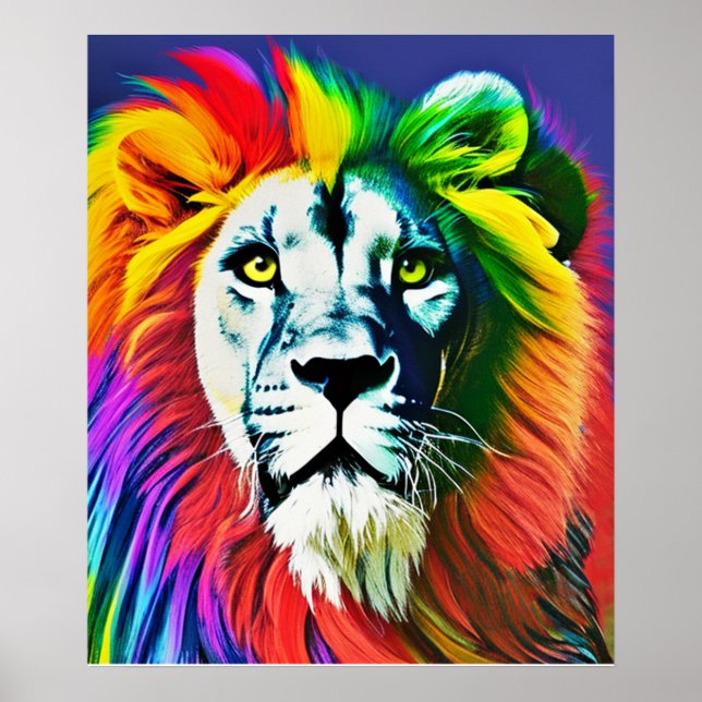 Custom Rainbow Lion Poster, Personalised Rage Gift Poster (Front)