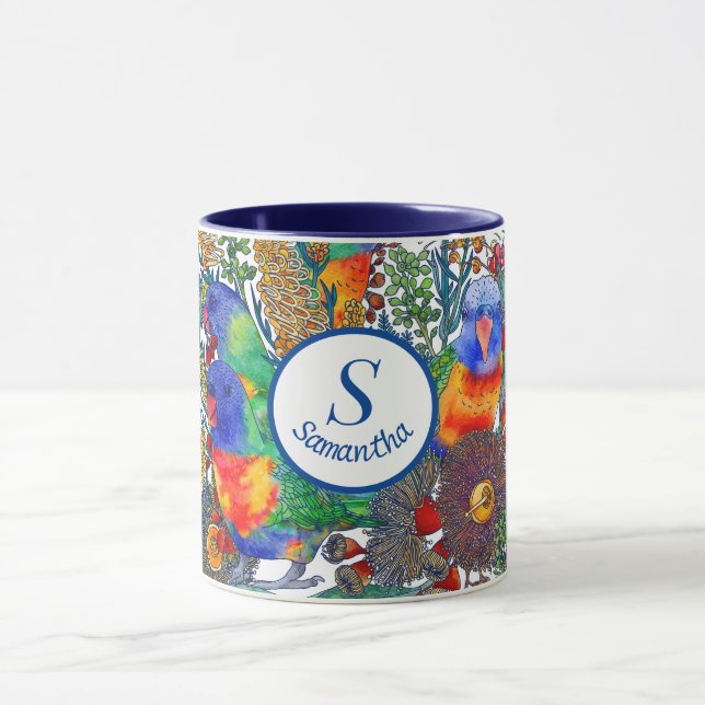 Custom Rainbow Lorikeet Botanical Garden Mug (Center)