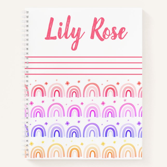 Custom Rainbow Pattern Kid's Notebook (Front)