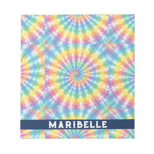 Custom Rainbow Psychedelic Retro Tie Dye Notepad (Front)