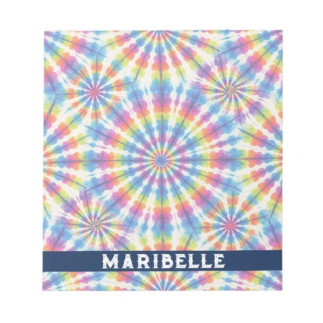 Custom Rainbow Psychedelic Retro Tie Dye Notepad (Front)