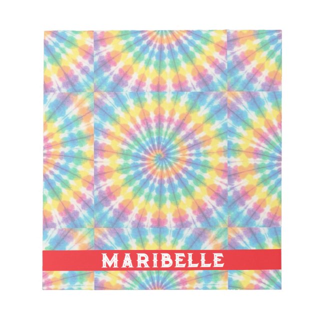 Custom Rainbow Psychedelic Retro Tie Dye Notepad (Front)