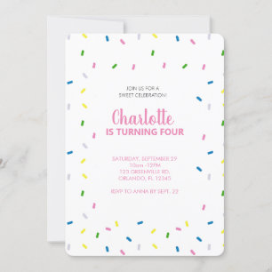 Custom Rainbow Sprinkle Birthday Party Invitation