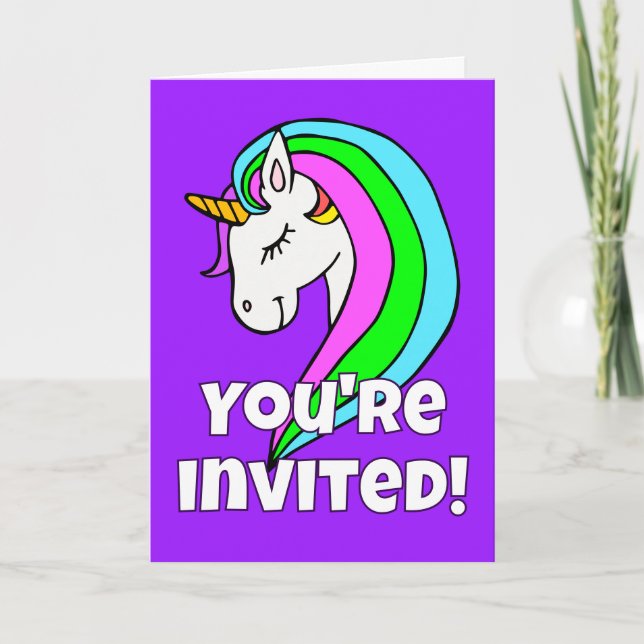 Custom Rainbow Unicorn Invitation (Front)