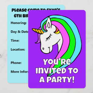 Custom Rainbow Unicorn Invitation