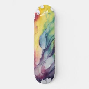 Custom Rainbow watercolor Skateboard