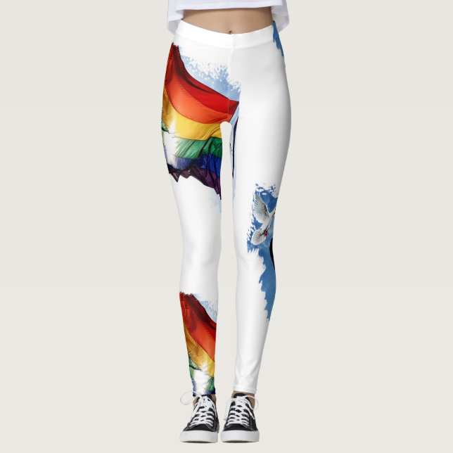 Custom rainbow women's leggings (Front)