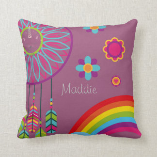 Custom Rainbow World Cute Caticorn | Pink Glitter Cushion