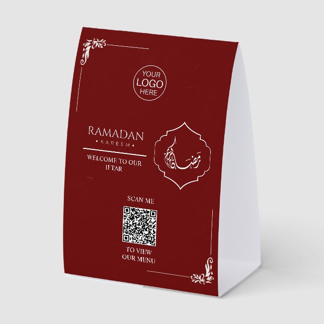Custom Ramadan Kareem QR Code Menu Sign for Restau (Front)