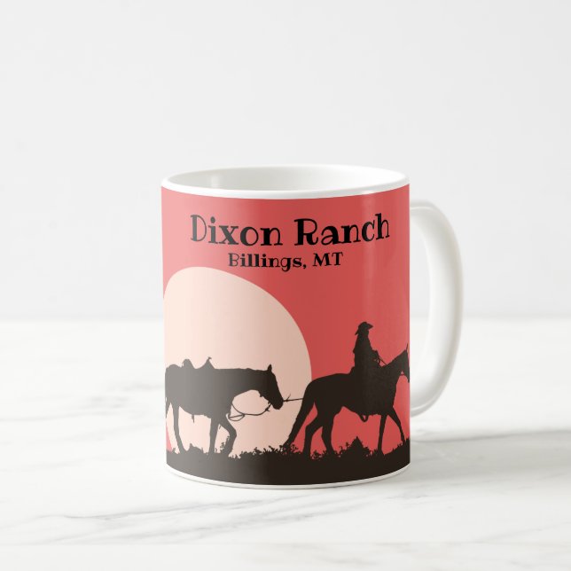 Custom Ranch Cowboy Horse Western Sky Coffee Mug (Front Right)