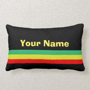 Custom Rasta-Striped Home Decor Lumbar Cushion