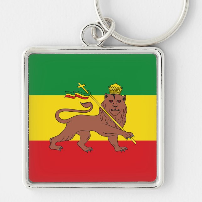 Custom Rastafarian Flag of Ethiopia Lion of Judah  Key Ring (Front)