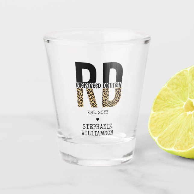 Custom RD Registered Dietician Cheetah Print Shot Glass (Front)