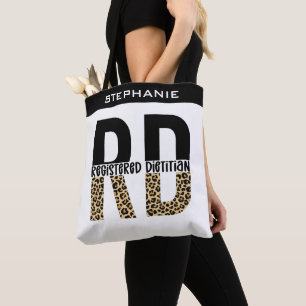 Custom RD Registered Dietician Cheetah Print Tote Bag