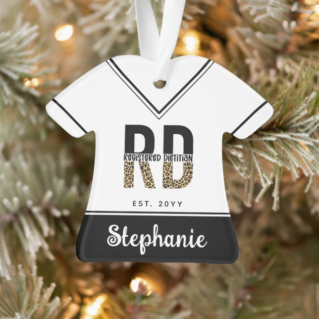 Custom RD Registered Dietician Leopard Print  Ornament (Tree)