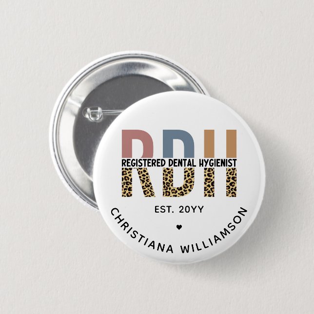 Custom RDH Registered Dental Hygienist Gifts 6 Cm Round Badge (Front & Back)