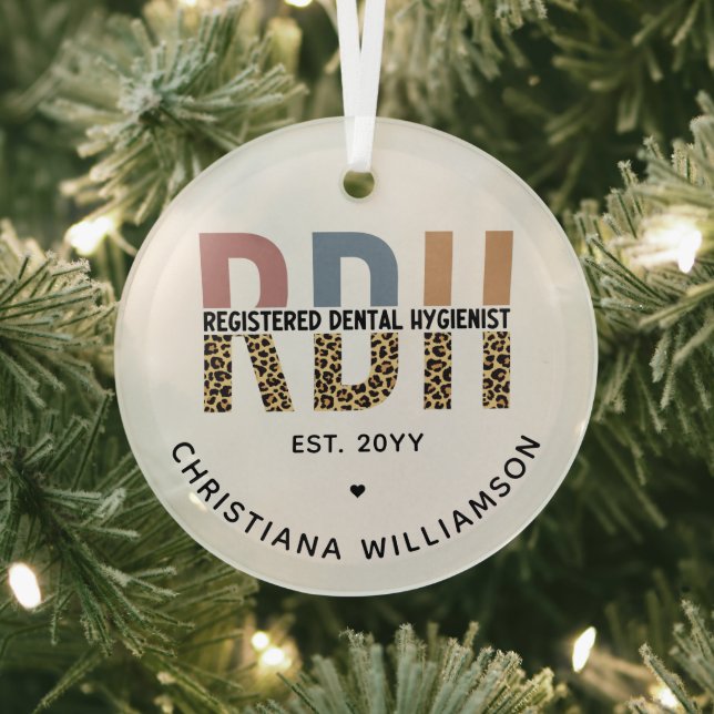 Custom RDH Registered Dental Hygienist Gifts Glass Tree Decoration (Insitu)