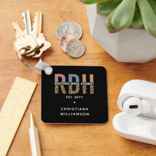 Custom RDH Registered Dental Hygienist Gifts Key Ring