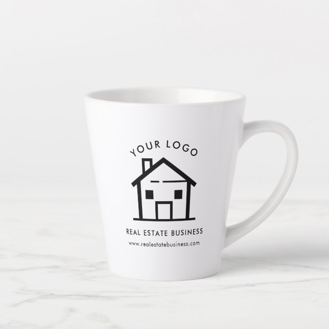 Custom Real Estate Agent Business Logo Promotional Latte Mug (Right)