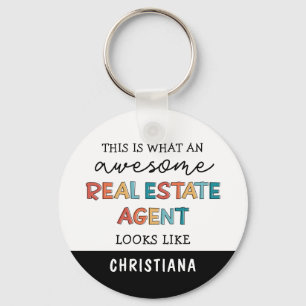 Custom Real Estate Agent Funny Awesome Realtor Key Ring