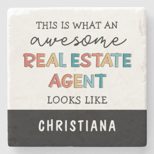 Custom Real Estate Agent Funny Awesome Realtor Stone Coaster