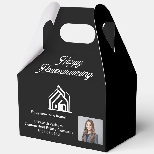 Custom Real Estate Agent Photo Housewarming Favour Box (Front)