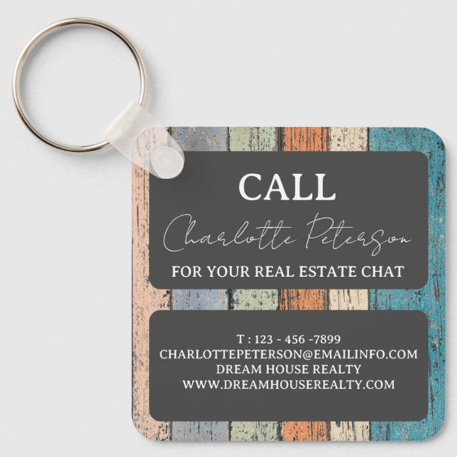 Custom Real Estate Agent Realtor Promotional  Key Ring (Front)