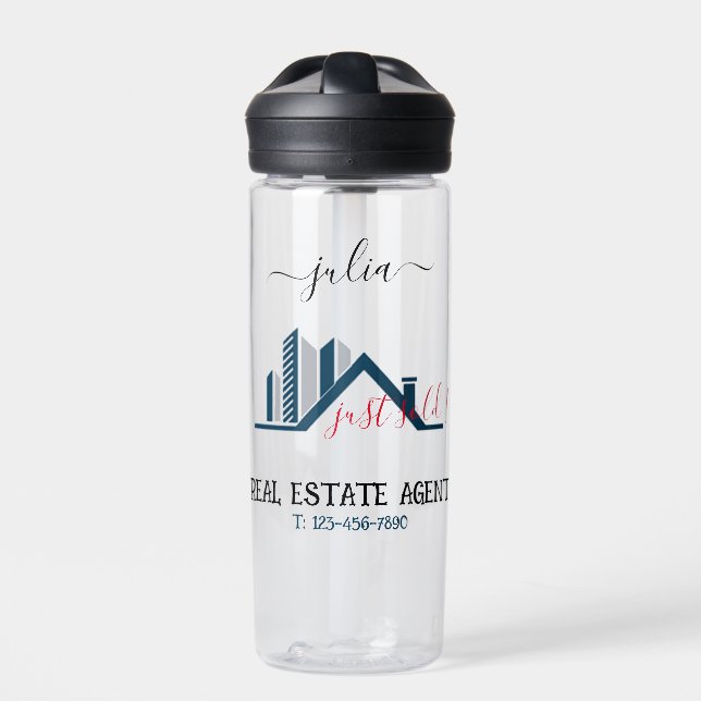 Custom Real Estate Agent Small Business Marketing  Water Bottle (Front)