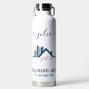 Custom Real Estate Agent Small Business Marketing Water Bottle