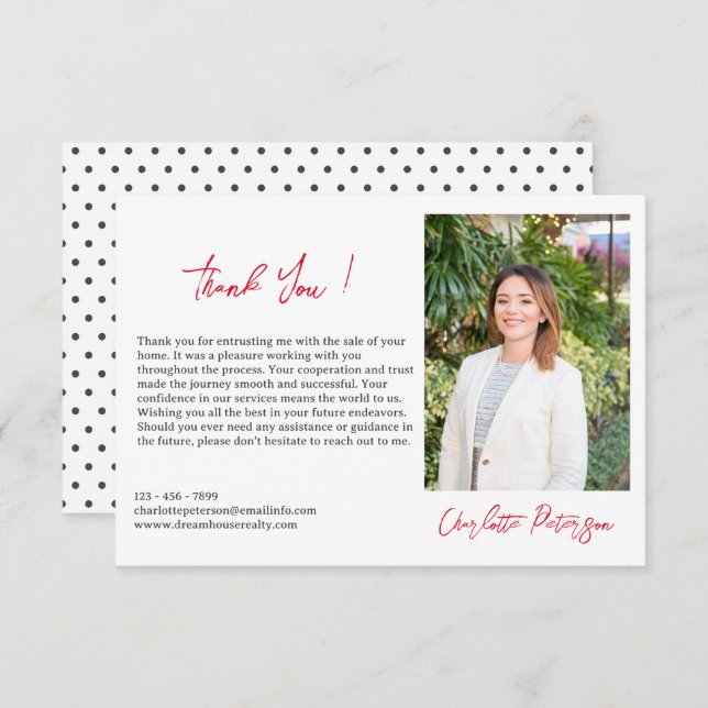 Custom Real Estate Agent Thank You Card (Front/Back)
