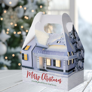 Custom Real Estate Business Home Christmas Party Favour Box