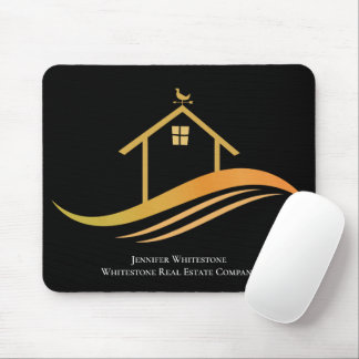 Custom Real Estate Company Black Gold Realtor Mouse Pad