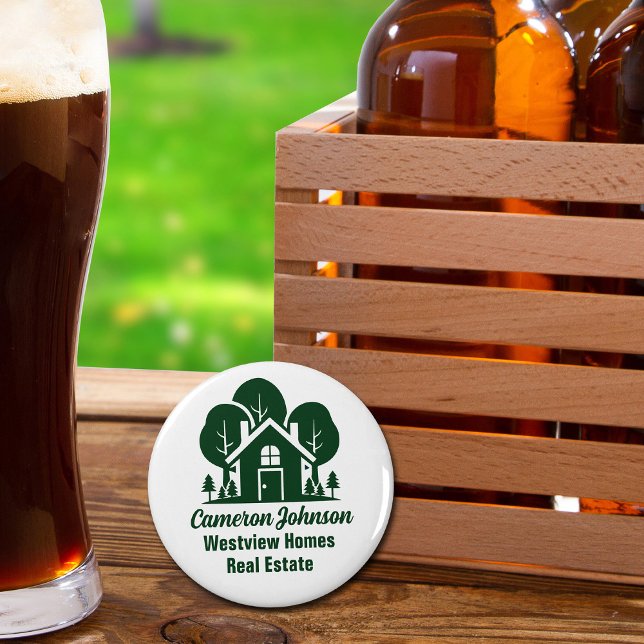 Custom Real Estate Company Green Forest House Bottle Opener (Creator Uploaded)