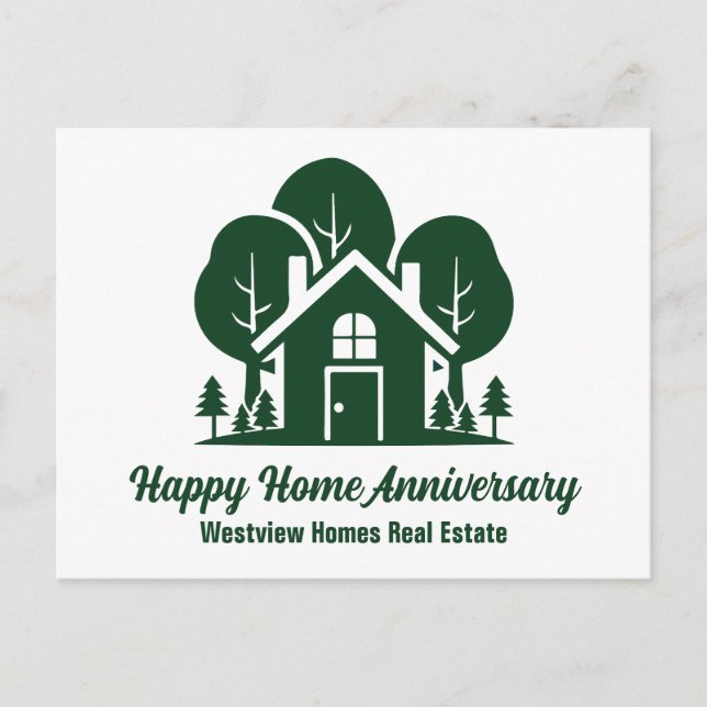 Custom Real Estate Company Green Forest House Postcard (Front)