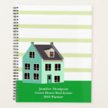 Custom Real Estate Company Green Home Builder 2023 Planner<br><div class="desc">Cute custom real estate company planner for a realtor to hand out to potential clients or realty agents. A realtor this modern green home planner to plan your house viewing appointments. A personalised business marketing item for 2023.</div>