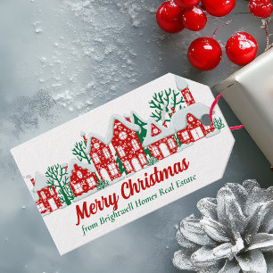 Custom Real Estate Company Merry Christmas Red Gift Tags