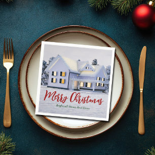Custom Real Estate Company Winter Christmas Party Napkin